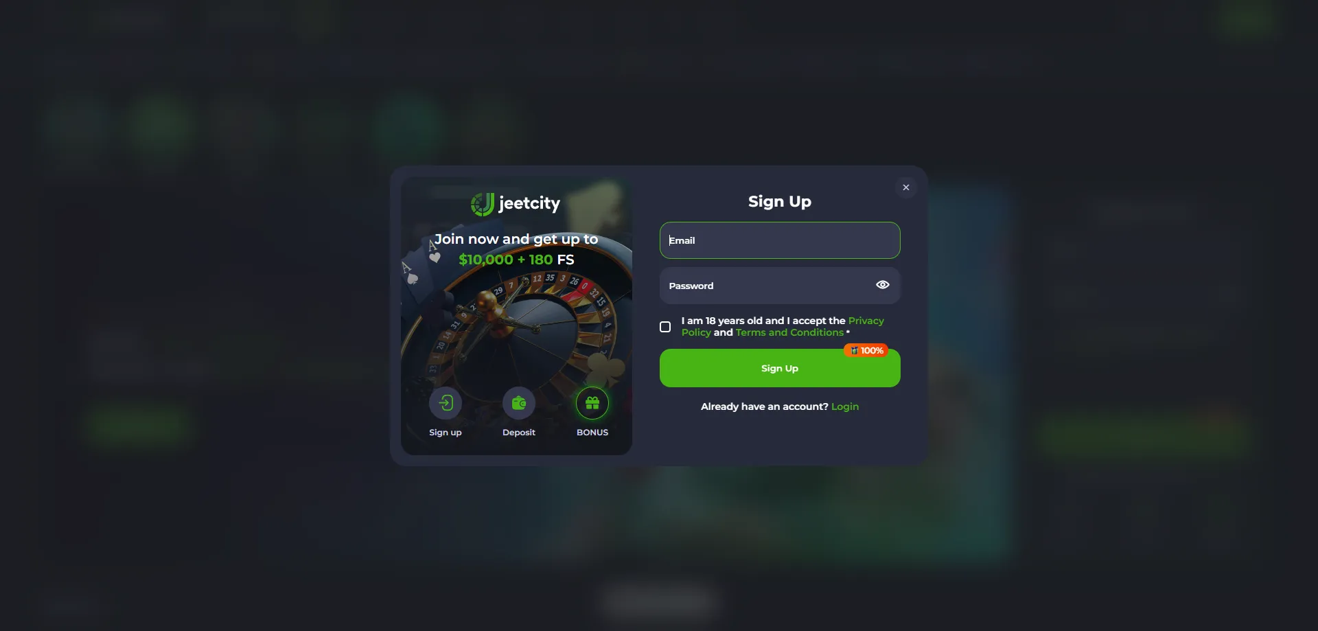 JeetCity Casino sign-up process — fast and easy registration for NZ players