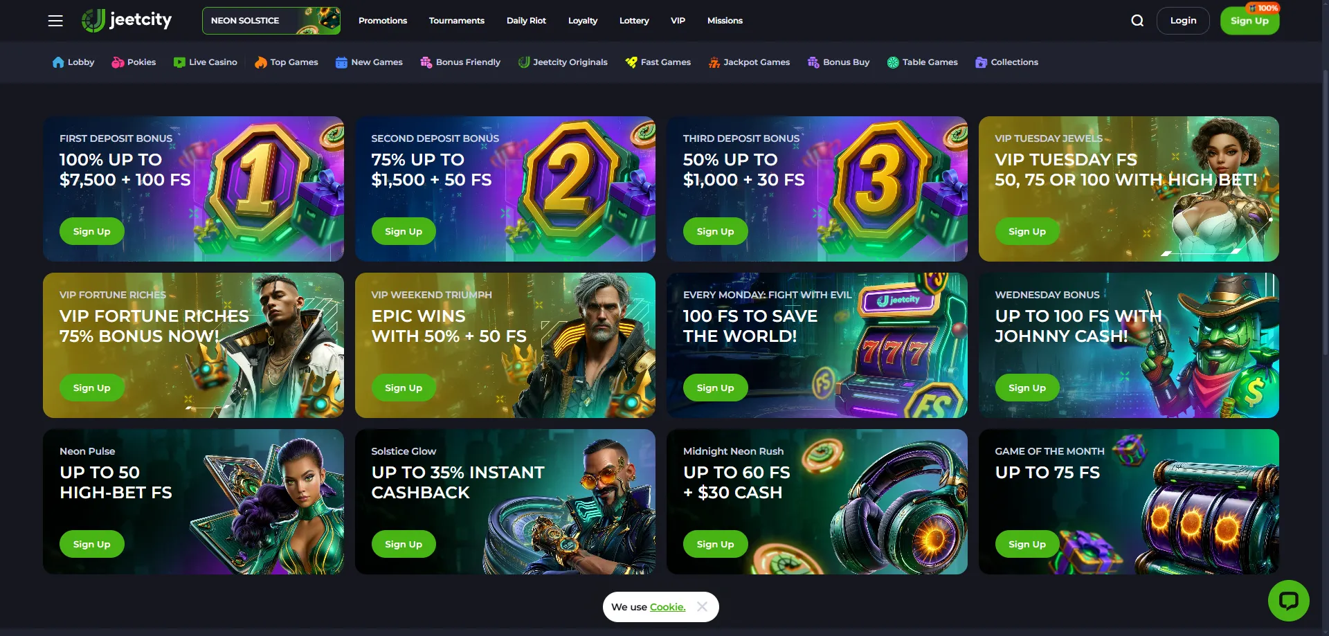 JeetCity Casino welcome bonus — 250 free spins for new players